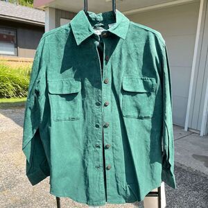 RARE 80s/90s Sarah Chapman Pig Suede Green Shacket Shirt Jacket NWT SZ M